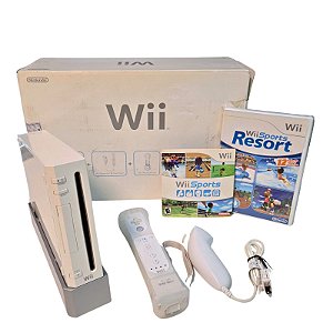 Console Nintendo Wii - Branco + Jogo Wii Sports + Jogo Wii Sports Resort + Wii MotionPlus | Na Caixa