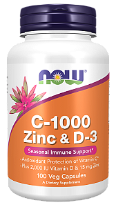 C-1000 Zinc & D-3 Now - 100 cápsulas