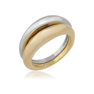 Anel Orgânico Duo Gold Slin Virginia Banhado a Ouro Branco e Ouro 18k