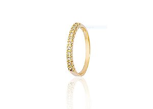 Anel Aparador de Aliança Cravejado com Zircônias Banhado a Ouro 18k