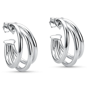 Argola Três Tubos Banhada a Ouro Branco - M
