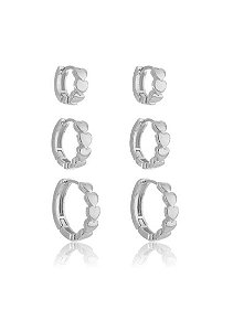 Trio de argola de  Corações  Seguidos de Prata 925