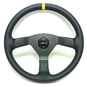 VOLANTE R SPAK COURO HASTE PRETA REVESTIDA TARJA AMARELA (SPK 151T) LOWV