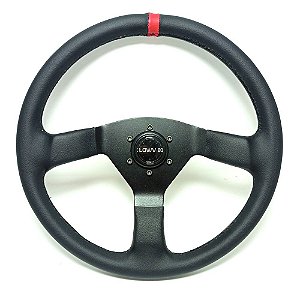 VOLANTE R SPAK COURO HASTE PRETA REVESTIDA TARJA VERMELHO (SPK 131T) LOWV