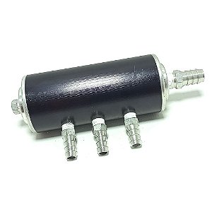 DIVISOR COMBUSTÍVEL FLAUTA SEM FILTRO PRETO NIPLES DE 9MM NO CORPO 1/2" NA TAMPA UNIQUE