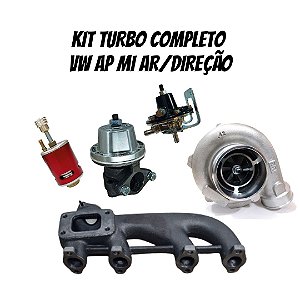 KIT TURBO VW AP MI 1./6/1.8/2.0 AR E DIREÇÃO DESLOCADO P/ TRÁS COM TURBINA