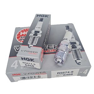 JOGO VELAS IGNIÇÃO 4 UNIDADES CHEVETTE NGK V-POWER GRAU 9 (R5674-9) SEXTAVADO 16MM