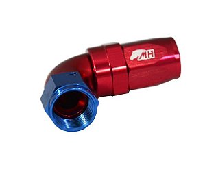 CONEXAO 8AN / AN8 90º AZUL E VERMELHO (MHCA-90-8-AV) METAL HORSE