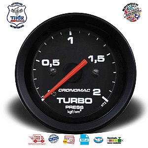 MANÔMETRO TURBO 52MM MECÂNICO 2KG STREET PRETO (155302SP) CRONOMAC
