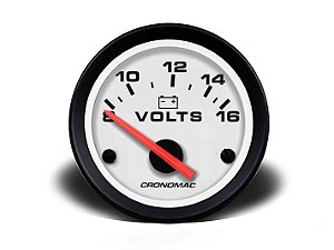 VOLTÍMETRO 52MM 12V STREET BRANCO CRONOMAC