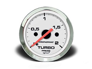 MANÔMETRO TURBO 52MM MECÂNICO 2KG CROMA BRANCO (155302CB) CRONOMAC
