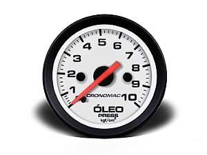 MANÔMETRO ÓLEO 52MM MECÂNICO 10KG STREET BRANCO (155100SB) CRONOMAC