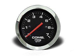 MANÔMETRO COMBUSTÍVEL 52MM MEC 7KG CROMA PRETO (155207CP) CRONOMAC