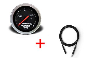 KIT 1 MANÔMETRO DE TURBO 52MM 2KG SPORT + KIT INSTALAÇÃO NYLON 1.80M