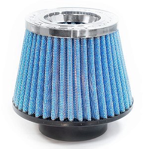 FILTRO AR GRANDE DUPLO FLUXO BASE BORRACHA 70MM AZUL RACE CHROME