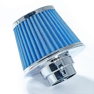 FILTRO AR GRANDE DUPLO FLUXO BASE RIGIDA AZUL RACE CHROME