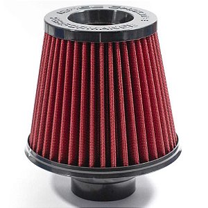 FILTRO AR GRANDE DUPLO FLUXO BASE RÍGIDA BLACK VERMELHO RACE CHROME