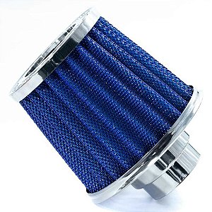 FILTRO AR GRANDE DUPLO FLUXO TELA ALUMINIO BASE RÍGIDA AZUL RACE CHROME