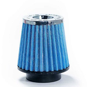 FILTRO AR MÉDIO DUPLO FLUXO BASE BORRACHA 62MM AZUL RACE CHROME