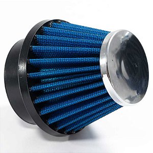 FILTRO AR PARA MOTO BASE BORRACHA 50MM AZUL RACE CHROME