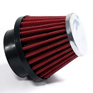 FILTRO AR PARA MOTO BASE BORRACHA 50MM VERMELHO RACE CHROME