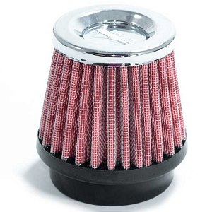 FILTRO AR PEQUENO BAIXO MONOFLUXO BASE BORRACHA 52MM VERMELHO (RC001VM) RACE CHROME