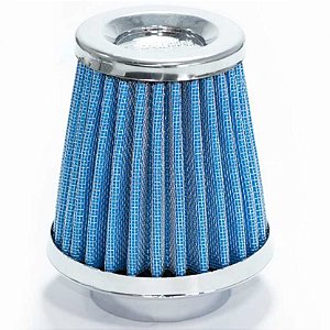 FILTRO AR PEQUENO ALTO MONOFLUXO BASE RÍGIDA 62MM AZUL RACE CHROME
