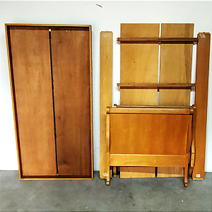 Cama Solteiro marfim Madeira Maciça Tipo Marquesa com auxiliar