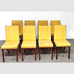 Conjunto 8 Cadeiras para Sala de Jantar Base de Peroba Suede Amarelo