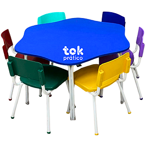Conjunto Escolar Infantil Nuvem com 06 Cadeiras