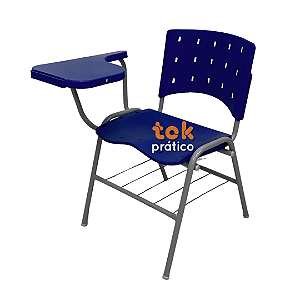 Cadeira Universitária Assento/Encosto Plástico com Prancheta Plástica e Porta Livros Aramado