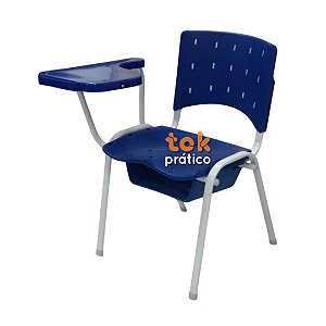 Cadeira Universitária Assento/Encosto Plástico com Prancheta Plástica e Porta Livros Plástico