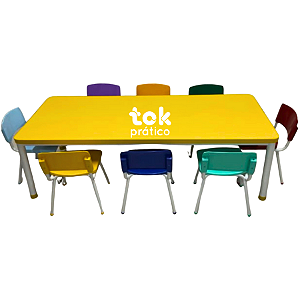 Conjunto Escolar Infantil para Refeitório 1,80m com 08 Cadeiras