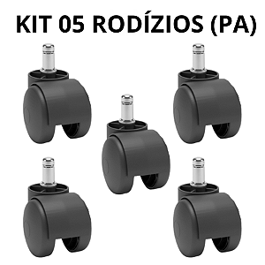 KIT 05 RODIZIOS DUPLOS PARA CADEIRA DE ESCRITÓRIO EM POLIAMIDA (PA)