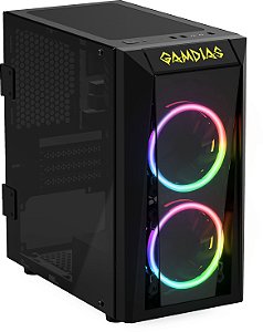 Gabinete Gamer Gamdias Talos E1, Mini Tower, com 2 FANS RGB, Lateral em Vidro