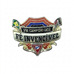 ARGANEL/PRENDEDOR DE LENÇO CAMPORI UCB, "FÉ INVENCÍVEL", COM LOGO EM 3D