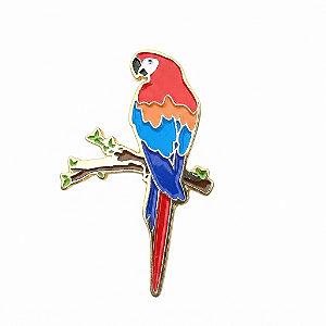 ARGANEL/PRENDEDOR DE LENÇO ARARA EM GALHO, BANHO OURO