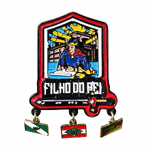 ARGANEL/PRENDEDOR DE LENÇO CAMPORI "FILHO DO REI" COM BANDEIRAS, BANHO NEGRO