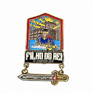 ARGANEL/PRENDEDOR DE LENÇO CAMPORI "FILHO DO REI" COM ESPADA BANHO OURO