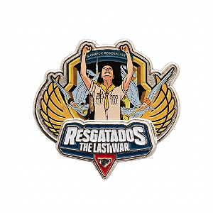 ARGANEL/PRENDEDOR DE LENÇO III CAMPORI REGIONAL AES RESGATADOS THE LAST WAR ADESIVADO E RESINADO