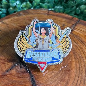 ARGANEL/PRENDEDOR DE LENÇO III CAMPORI REGIONAL AES RESGATADOS THE LAST WAR ADESIVADO E RESINADO