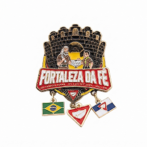 ARGANEL/PRENDEDOR DE LENÇO CAMPORI FORTALEZA DE FÉ COM BANDEIRA E TRIANGULO