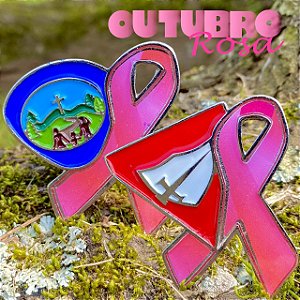 ARGANÉU/PRENDEDOR DE LENÇO OU PIN, OUTUBRO ROSA