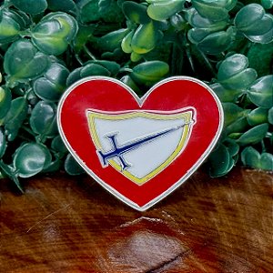 ARGANÉU/PRENDEDOR DE LENÇO CORAÇÃO COM LOGO DE DESBRAVADOR