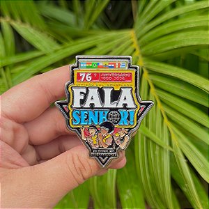 PIN OU ARGANÉU/PRENDEDOR DE LENÇO TEMA DO ANO 2026 - ANIVERSÁRIO 76 ANOS -FALA SENHOR!