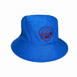 CHAPÉU BUCKET AZUL COM LOGO PRETO AVENTUREIRO