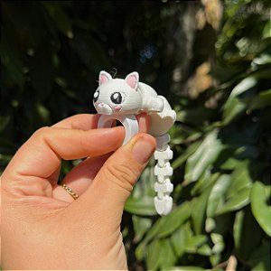 ARGANEL/PRENDEDOR DE LENÇO 3D ARTICULADO, GATINHO RABO LONGO.