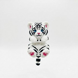 ARGANEL/PRENDEDOR DE LENÇO 3D TIGRE BRANCO COM OLHOS AZUIS