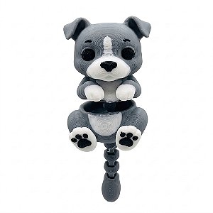 ARGANEL/PRENDEDOR DE LENÇO, CACHORRO CINZA ARTICULADO