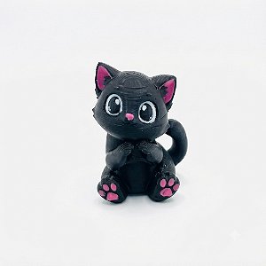 ARGANEL/PRENDEDOR DE LENÇO, GATINHO PRETO 3D